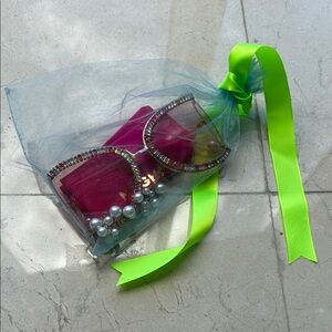 Meghan LA Pink Sunglasses with Pearl Accents